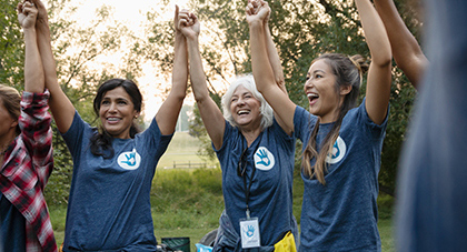 AHN volunteers celebrating together after offering support and donating.