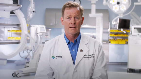 Dr. Stephen H. Bailey of AHN Cardiovascular Institute in a surgery suite at AHN Allegheny General Hospital.